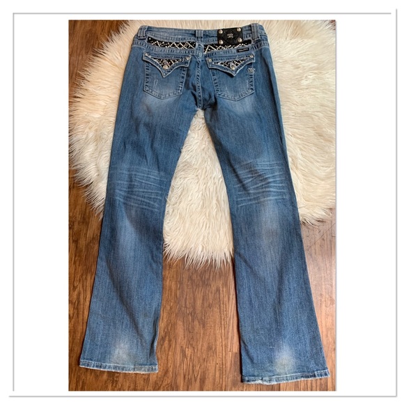 Miss Me Bootcut Bling Studd Jeans Blue Black Silver Style JP5002-29 Size 33 - Picture 6 of 14